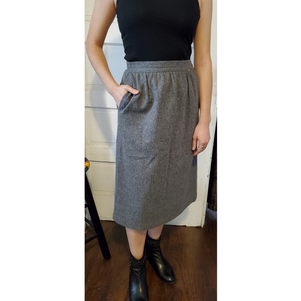 Vintage Wool Midi Skirt